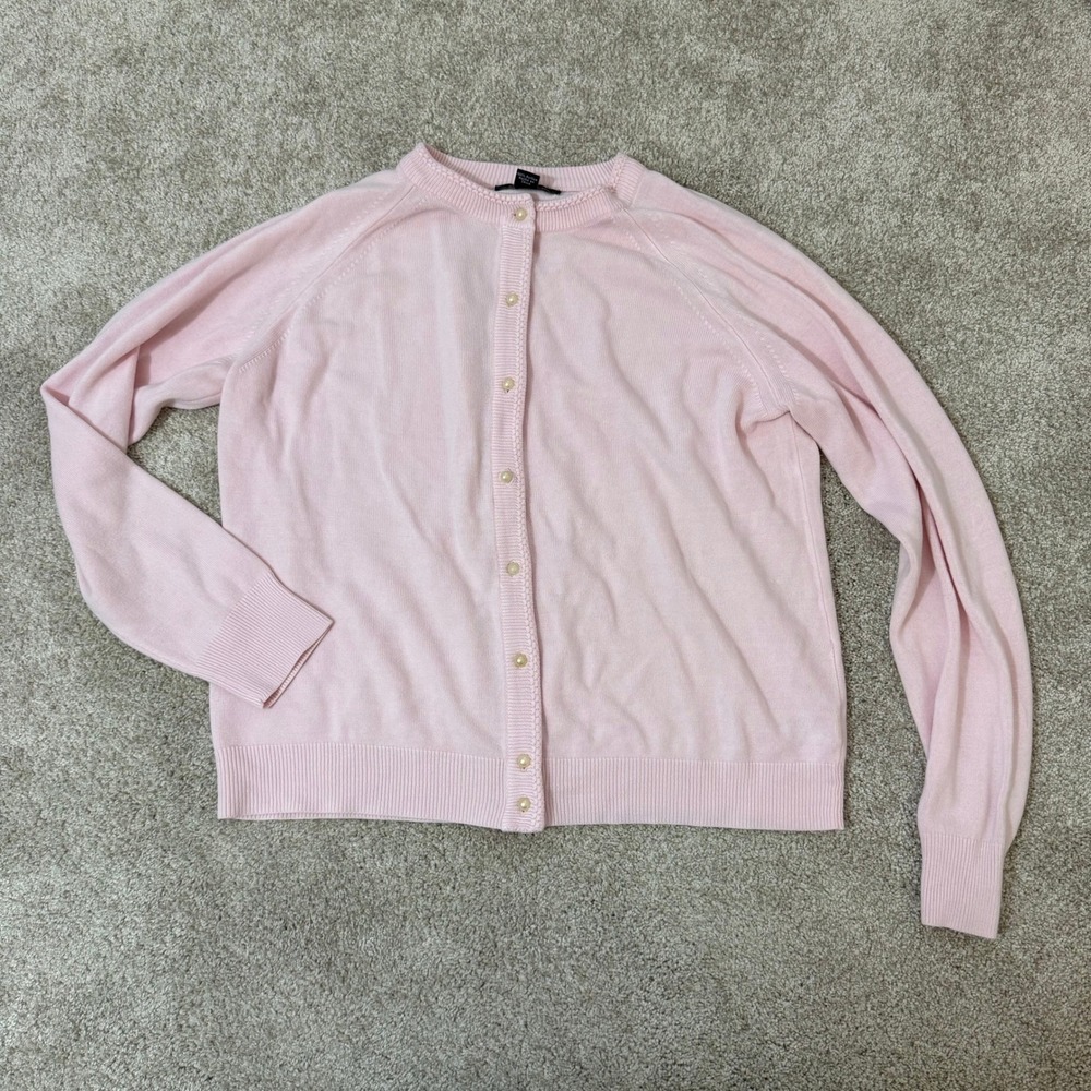 Pink Cardigan Sweater Pearl Button Womens Large Grandmacore Coquette Soft Girl - Picture 7 of 11